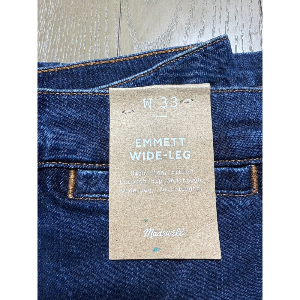 Madewell Emmett Wide-Leg Jeans Womens 33 Blue High Rise Dark Wash Stretch Denim - Picture 11 of 14
